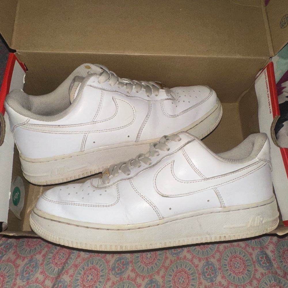 Womens Nike Air Force 1 with Gold lace tag